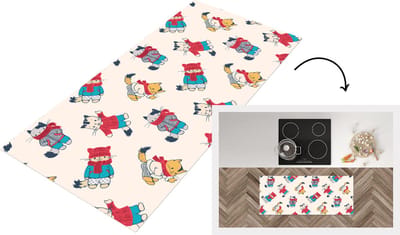 Keukenloper - Loper keuken - Winter - Kat - Dieren - Patroon - 120x50 cm - Keukenloper vinyl