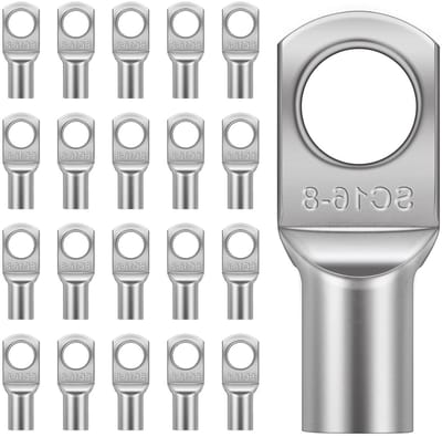 M8 Kabelring met 16 mm², Niet-geïsoleerde Klem, Koper met Tin, Voor Accu's en Motoren, Duurzaam en Betrouwbaar