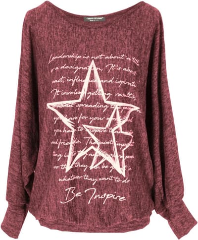 Dames Oversized Trui met Stervormige Print en Wijde Mouwen