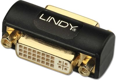 LINDY 41233 DVI Adapter [1x DVI-bus 24+5-polig - 1x DVI-bus 24+5-polig] Zwart Verguld