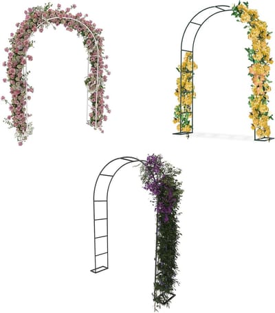 Rozenboog Metaal - Tuinboog Rankrooster - Klimplanten Ondersteunen - Weerbestendige Poedercoating - 192 x 38 x 240 cm - Wit