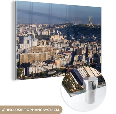 ® Glasschilderij 180x120 cm - Schilderij acrylglas - De skyline van de hoofdstad Algiers in Algerije - Foto op glas - Muurdecoratie woonkamer - Wanddecoratie slaapkamer - Schilderijen