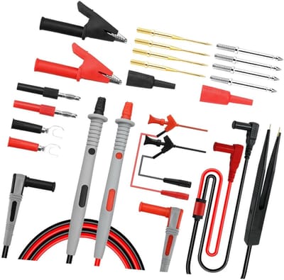 Multimeter Testkit - Testkabels Krokodillenbek - Elektrisch Testen - 21-in-1 Set - 13 cm - Diverse kleuren
