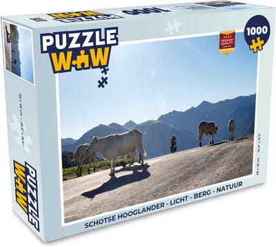 Puzzel Schotse hooglander - Licht - Berg - Natuur - Legpuzzel - Puzzel 1000 stukjes volwassenen