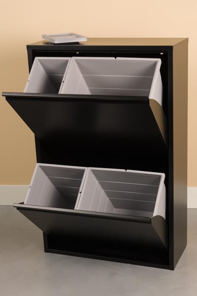 Brender® Vuilnisbak - afvalbak - vuilnisemmer voor afvalscheiding met vier verschillende maten binnenemmers (10L +15L +20L +24L). Zwart