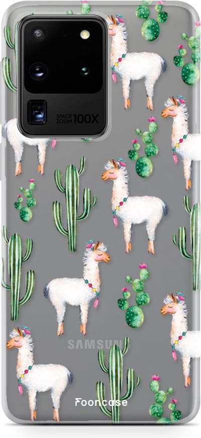 Fooncase Hoesje Geschikt voor Samsung Galaxy S20 Ultra - Shockproof Case - Back Cover / Soft Case - Alpaca / Lama