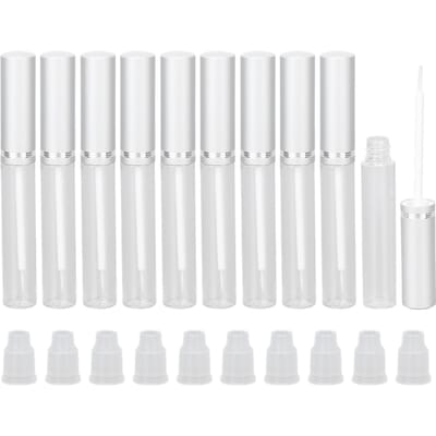 Lot de 10 tubes de mascara de 5 ml, souples, faciles à utiliser, design compact, à monter soi-même, avec tuyau d'air pour mascara white