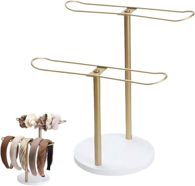 Sieraden Organizer voor Haaraccessoires, Twee-laags Metaalstandaard met Houder voor Haarspelden, Opslag voor Armbanden en Haarbanden