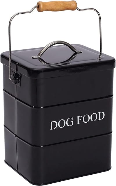 Dog Treats Tin en Dog Food Storage Tin met Deksel en Lepel - Dog Food - Zwart