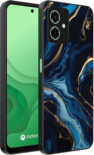 Smartphonica Telefoonhoesje Geschikt voor Motorola Moto G54 met marmer opdruk - TPU backcover case gold blue marble design - Goud Blauw geschikt voor Motorola Moto G54