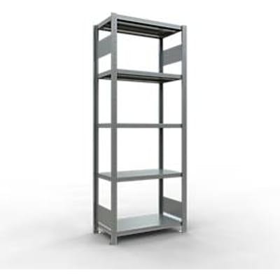Schulte Lagertechnik MULTIplus 250 boutloos rekkensysteem, basisrek, lengte bout, 2000x750x400 mm, 5 legborden, gegalvaniseerd