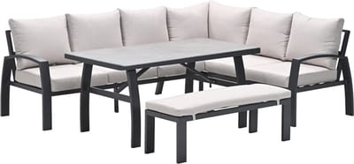 Garden Impressions Loungeset Vasano Rechts Desert Sand 4-delig inclusief tafel en sportbank