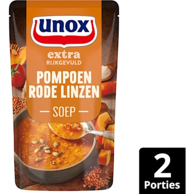 Soep in zak pompoensoep wortel linzen