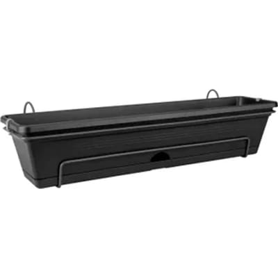 Elho Green Basics Balkonbak Allin1 70 - Plantenbak voor Balkon Buiten - Ø 68.5 x H 16.5 cm - Living black
