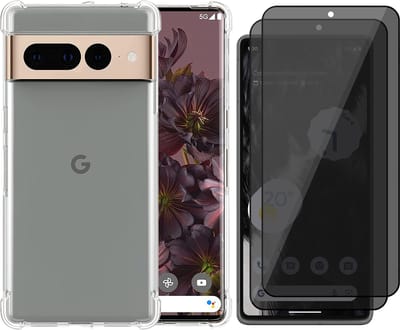 Hoesje geschikt voor Google Pixel 7 Pro - 2x Privacy Screenprotector Volledig Dekkend Glas - Shockproof Transparant