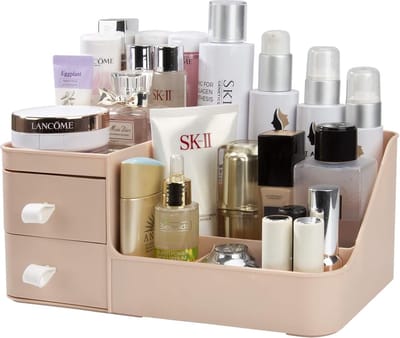Make-up organizer, cosmetische opbergdoos met 3 lades, organizerhouder voor mascara, lippenstift, nagellak, opberger voor badkamer, kaptafel, cantoor