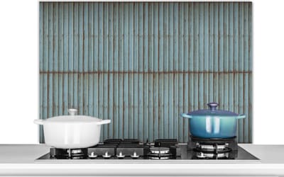 Spatscherm keuken 100x65 cm - Kookplaat achterwand Rustiek - Golfplaat - Roest print - Patronen - Muurbeschermer - Spatwand fornuis - Hoogwaardig aluminium
