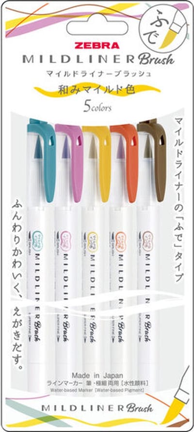 Zebra mildliner brushpen set 5 stuks - deep & warm colors
