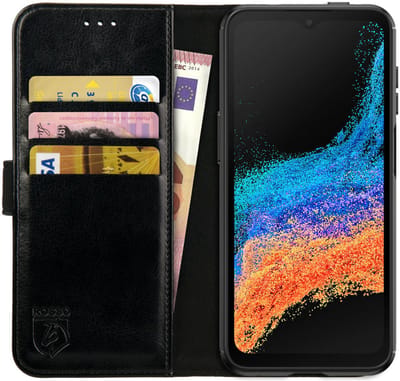 Rosso Element Book Case Wallet Hoesje Geschikt voor Samsung Galaxy Xcover 6 Pro | Portemonnee | 3 Pasjes | Magneetsluiting | Stand Functie | Zwart