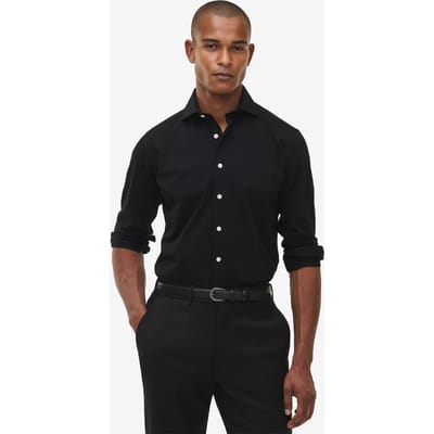 No Label Specialist Knitted Cotton Black Maat: S | Zakelijke Overhemden Outlet | Heren | Zwart