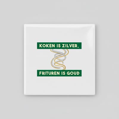 “Koken Is Zilver, Frituren Is Goud” Tegel – Grappige 15×15 cm Keramische Keuken & Fritu humor Wanddecoratie Cadeau