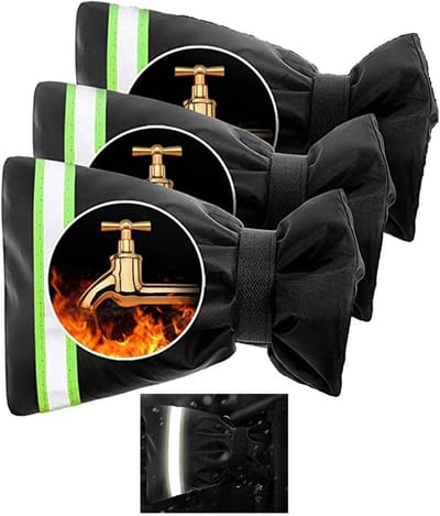 3-pack 210D buitenkraanhoes 18 cm x 15 cm, antivries kraanhoes, voor vorstbescherming in de winter, zwart