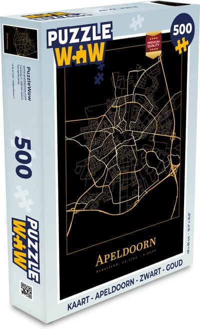 Puzzel Kaart - Apeldoorn - Zwart - Goud - Legpuzzel - Puzzel 500 stukjes