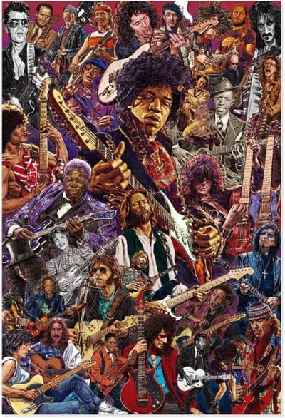 Gitaristen poster - Jimi Hendrix - George Harrison - Frank Zappa - Eric Clapton - muziek - gitaar- formaat 61x91.5cm