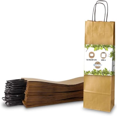 250x Composteerbare Papieren Flessentassen Goud XL - Duurzaam Cadeauzakjes voor Wijn of Likeur