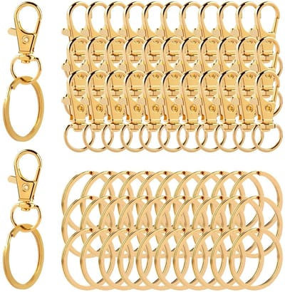 Dailygoods- Karabijnhaken 40 stuks - Kleine Sleutelhanger - Multifunctionele Sleutelring - Verguld Metaal - 360 Graden Draaibaar - Creatieve Accessoires