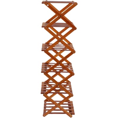 Étagère à chaussures pliable à 6 niveaux Sans montage Haute Étroite Étagère à chaussures pour entrée Coin Chambre Couloir brown