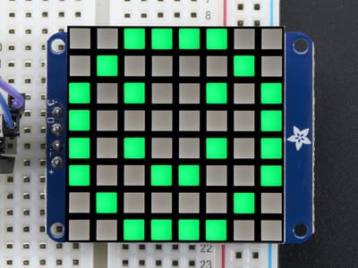 8x8 Ultra Bright Square Green LED Matrix + Backpack Adafruit 1856