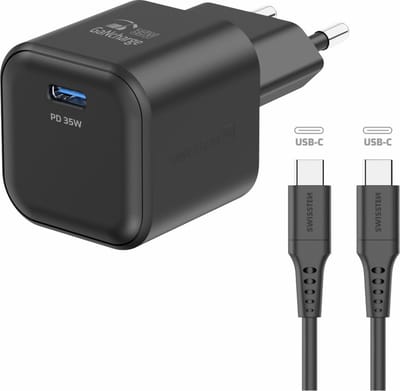 GaN 35W Oplader met USB-C Kabel – 1.2m – USB-C naar C - Reis adapter - Geschikt voor Apple & Samsung - Power Delivery Charger