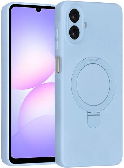Backcover Hoesje Geschikt voor: Samsung Galaxy A07 Volledig Dekkende Schokbestendige Siliconen Backcover met Ringstandaard – 360° Bescherming - Baby Blue