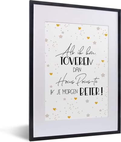 Fotolijst incl. Poster - Beterschap - Spreuken - Hart - Hocus pocus - 30x40 cm - Posterlijst