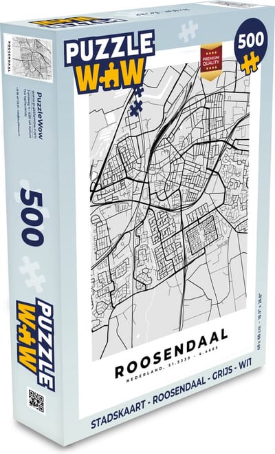 Puzzel Stadskaart - Roosendaal - Grijs - Wit - Legpuzzel - Puzzel 500 stukjes - Plattegrond