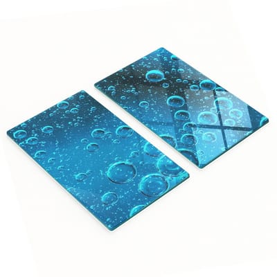 Set van twee decoratieve glazen keukenplanken met waterbellenmotief, 2x30x52 cm
