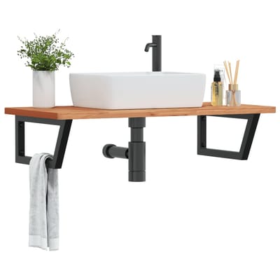 vidaXL - Badkamer - wandschap - staal - en - massief - beukenhout