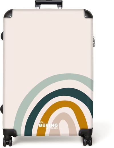NoBoringSuitcases.com® - Koffer groot - Reiskoffer lichtgewicht - Regenboog - Design - Pastel - Kinderen - Abstract - Rolkoffer met 4 wielen - Grote trolley XL - 98 liter bagage