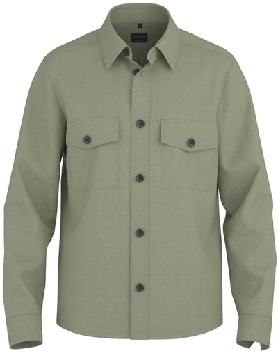 OLYMP Casual Overhemd, Overshirt, Kent, Olijfgroen
