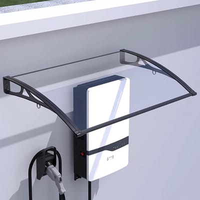 Outdoor Deur Canopy 60x200cm Weerbestendige Schuilplaats met Gebogen Ontwerp Duurzame Aluminium Beugel Zwart Polycarbonaat Cover voor Thuis Entree