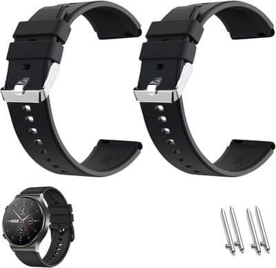 Duurzame Zwarte Siliconen Horlogebanden 20 mm - 2-Pack Sportieve Vervangband voor Smartwatches, Snelle Bevestiging, Waterdicht en Comfortabel voor Heren en Dames