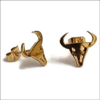 Aramat Jewels | Oorbellen | RVS Dieren Oorbellen Diverse Motieven - Dierenliefhebber Oorstekers | Bull/Stier-11mm | |8mm | Staal | Kinderen, Volwassenen | Verkleurd niet