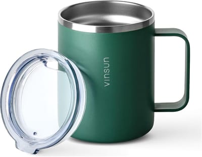 Thermosbeker 350ml - Koffiebeker to go, Roestvrijstalen Drinkbeker met Handvat - Isoleerbeker voor Reizen, Outdoor en Camping