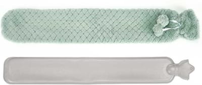 Giftdecor Warmwater kruik - 2 liter - pluche hoes in groen - Lang model - 14 x 75 cm - bedkruiken - kinderen/volwassenen
