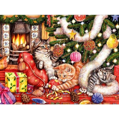 Diamant broderie noël dessin animé fait à la main diamant peinture point de croix 20X30CM black