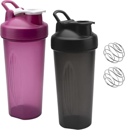Proteïneshaker, 600 ml, eiwit, shakebeker met bal, ML-display, lekvrij, proteïneshaker, gym, fitness, fles, proteïneshaker, shakebeker voor romig proteïnepoeder, wei, 2 stuks