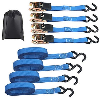 Spanbanden met Haken - Hoogwaardige Ratel voor Draagvermogen tot 800 kg - 4 x 5 m - Blauw