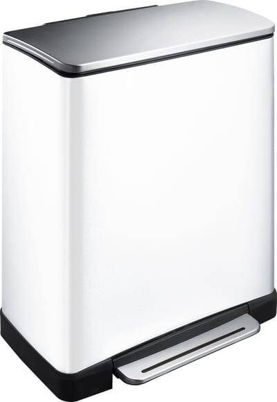 EKO - E-Cube recycling pedaalemmer 28+18 liter - Stainless steel Plastic - wit, mat RVS - Prullenbak