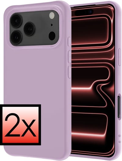 Hoesje - 2 Stuks - Geschikt voor Apple iPhone 17 Pro - Sterk & Shockproof - Case Siliconen - Back Cover - Telefoon Hoes - Lila